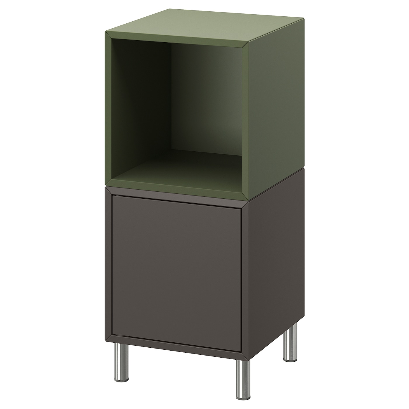 IKEA EKET kombinacja szafek z nóżkami, ciemnoszary szarozielony/metal, 35x35x80 cm
