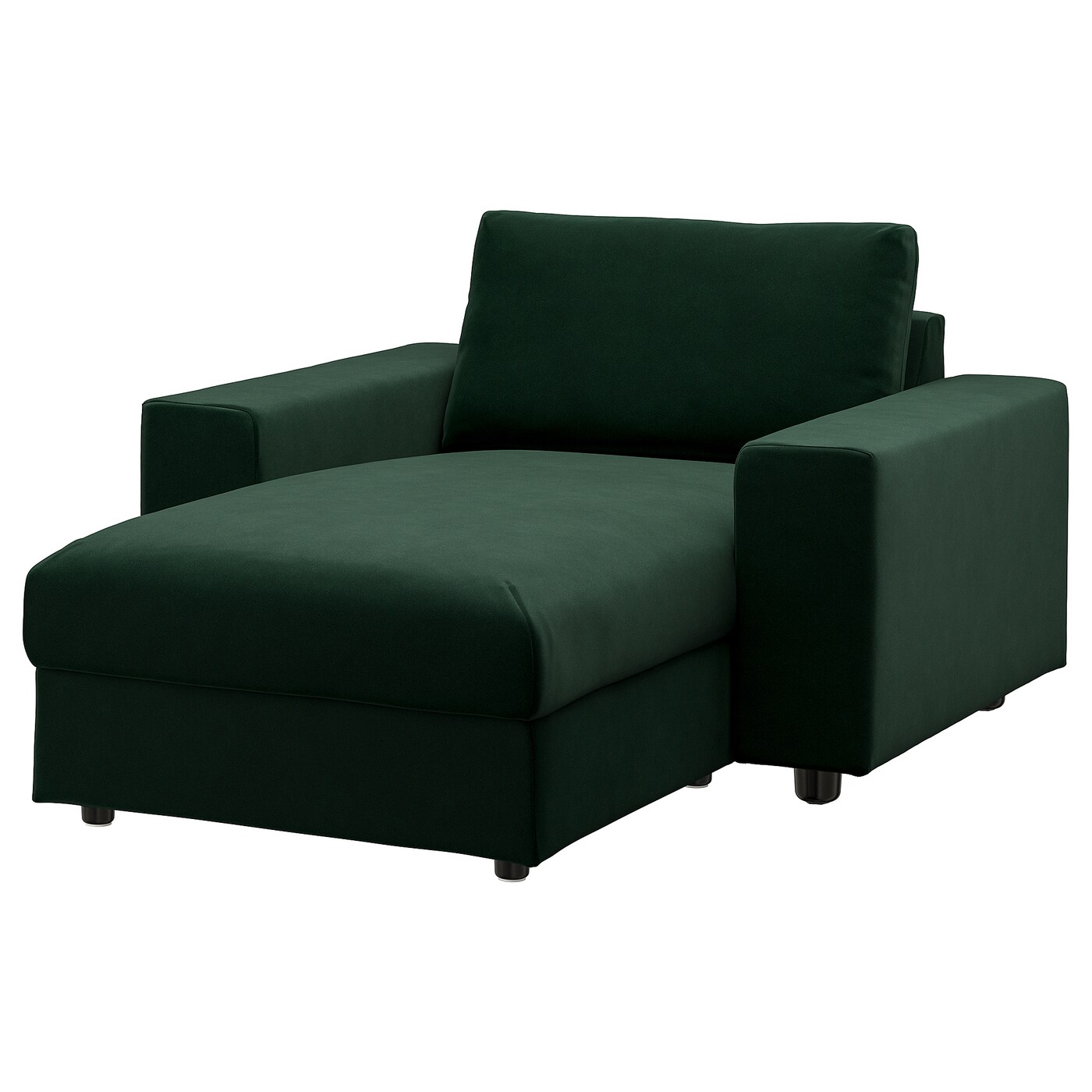 IKEA VIMLE szezlong, Djuparp/ciemnozielony z szerokimi podłokietnikami, Wysokość z poduchami oparcia: 83 cm