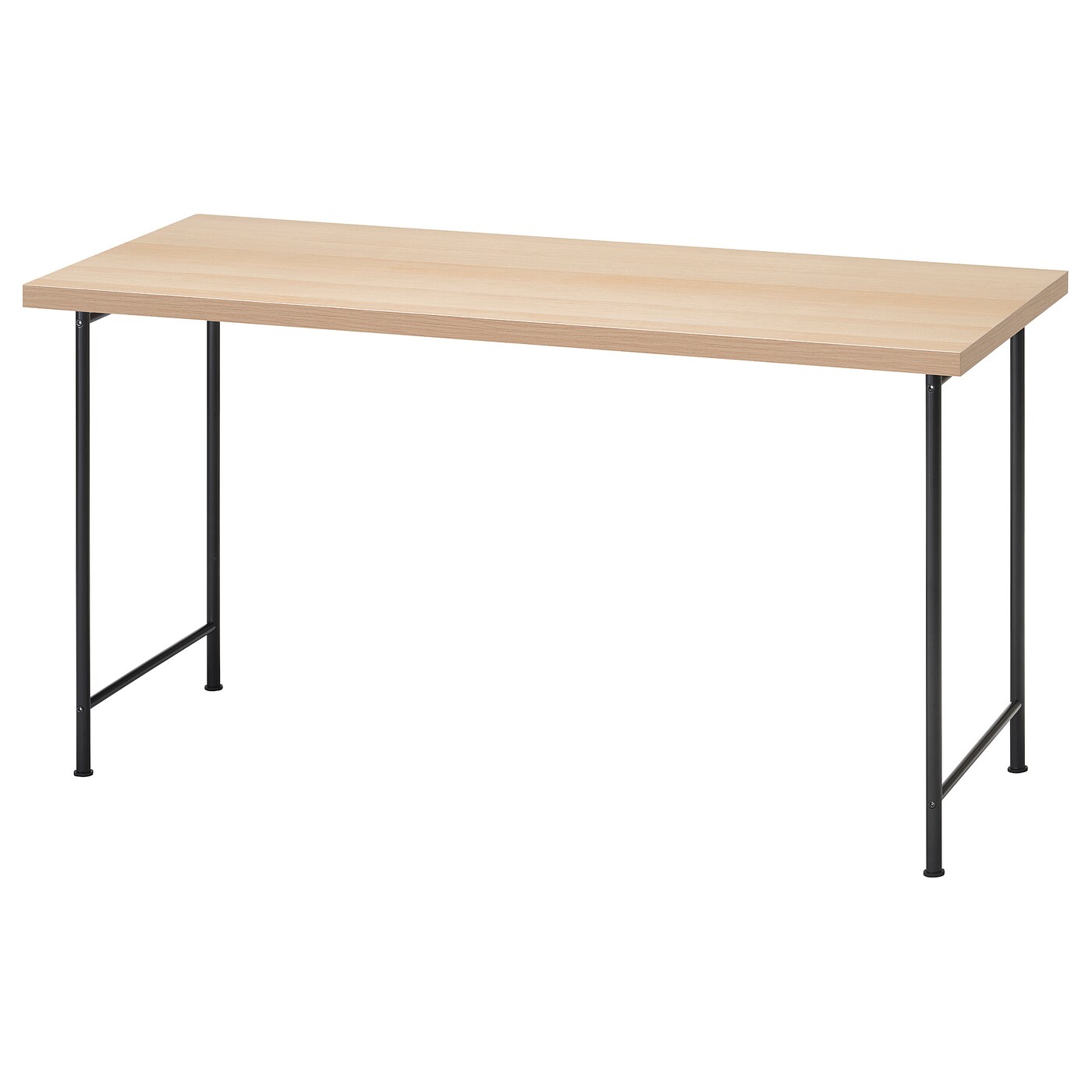 IKEA LAGKAPTEN / SPÄND biurko, imitacja dębu bejcowanego na biało/czarny, 140x60 cm