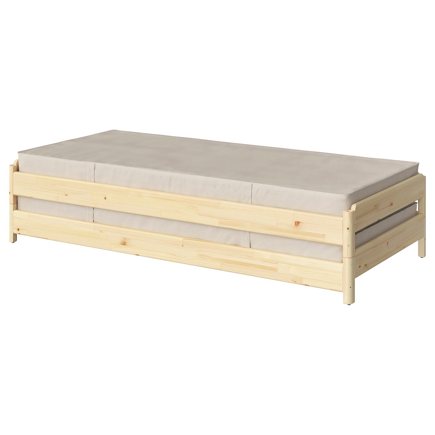 IKEA UTÅKER łóżko sztaplowane z 2 materacami, sosna/Vannareid twardy, 80x200 cm