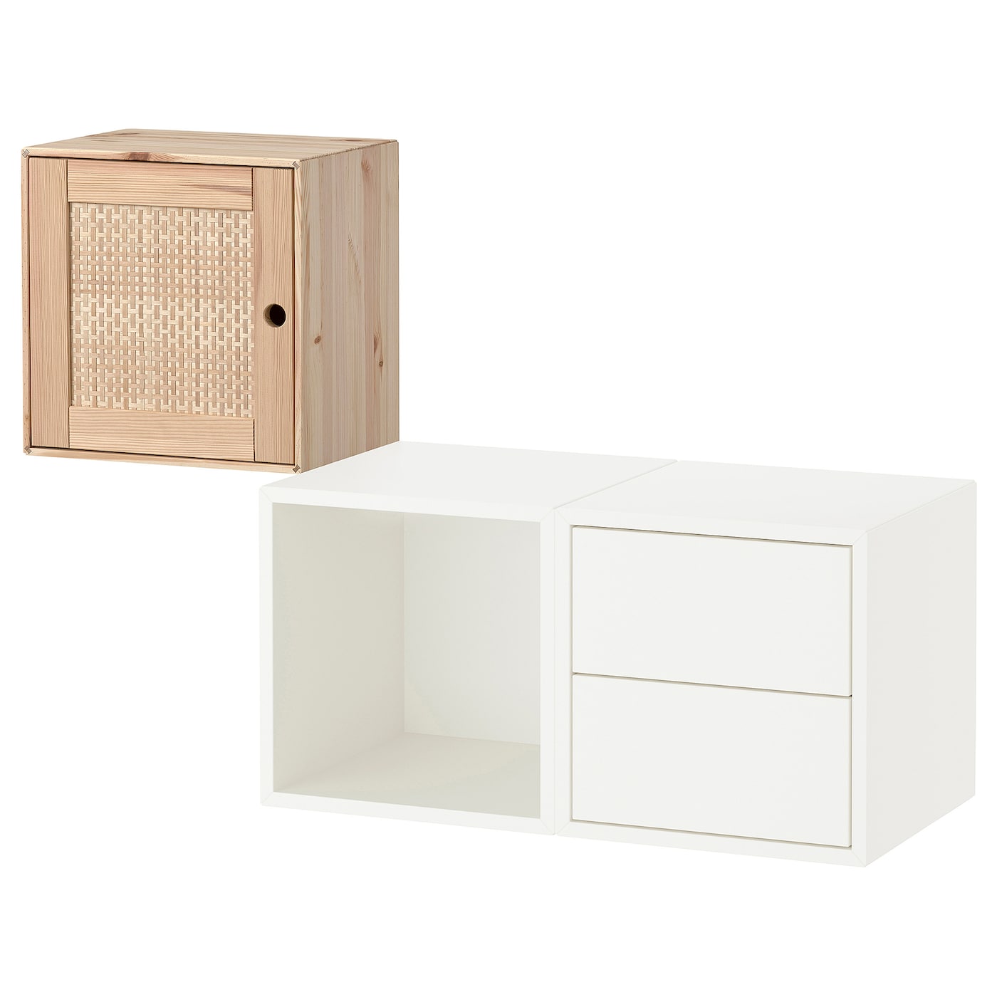 IKEA EKET / VÄLJARE kombinacja szafek wiszących, biały/sosna, 105x35x70 cm