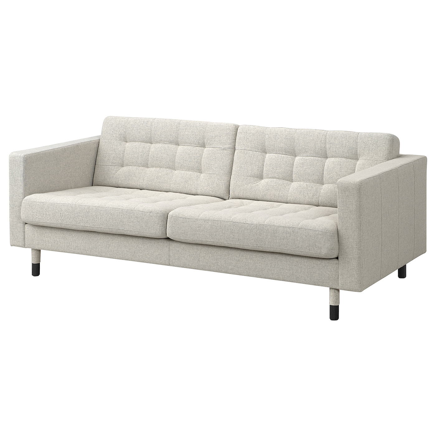 IKEA LANDSKRONA sofa 3-osobowa, Gunnared beżowy/czarny/drewno, Wysokość podłokietnika: 64 cm