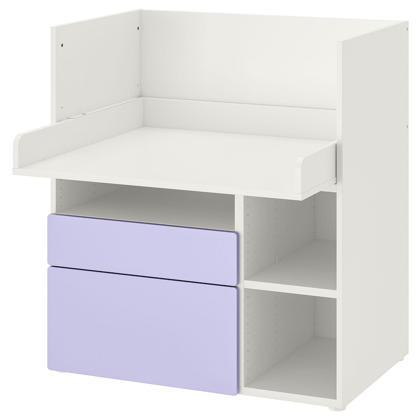 IKEA SMÅSTAD biurko, biały liliowy/z 2 szufladami, 90x79x100 cm
