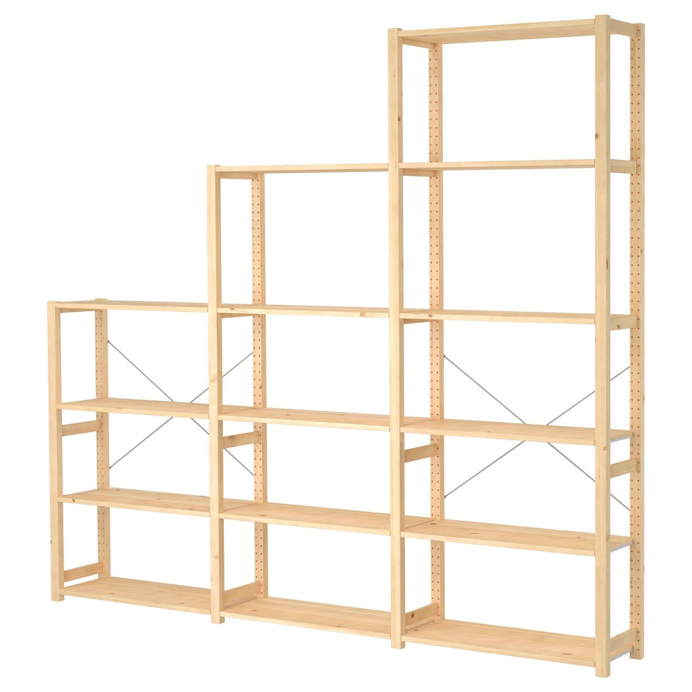 IKEA IVAR 3 sekcje/półki, sosna, 259x30x226 cm