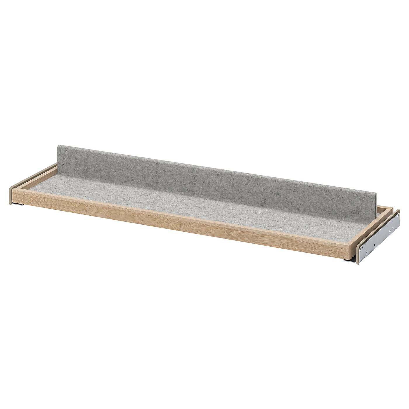 IKEA KOMPLEMENT wysuwana taca z wkładem na buty, imitacja dębu bejcowanego na biało/jasnoszary, 100x35 cm