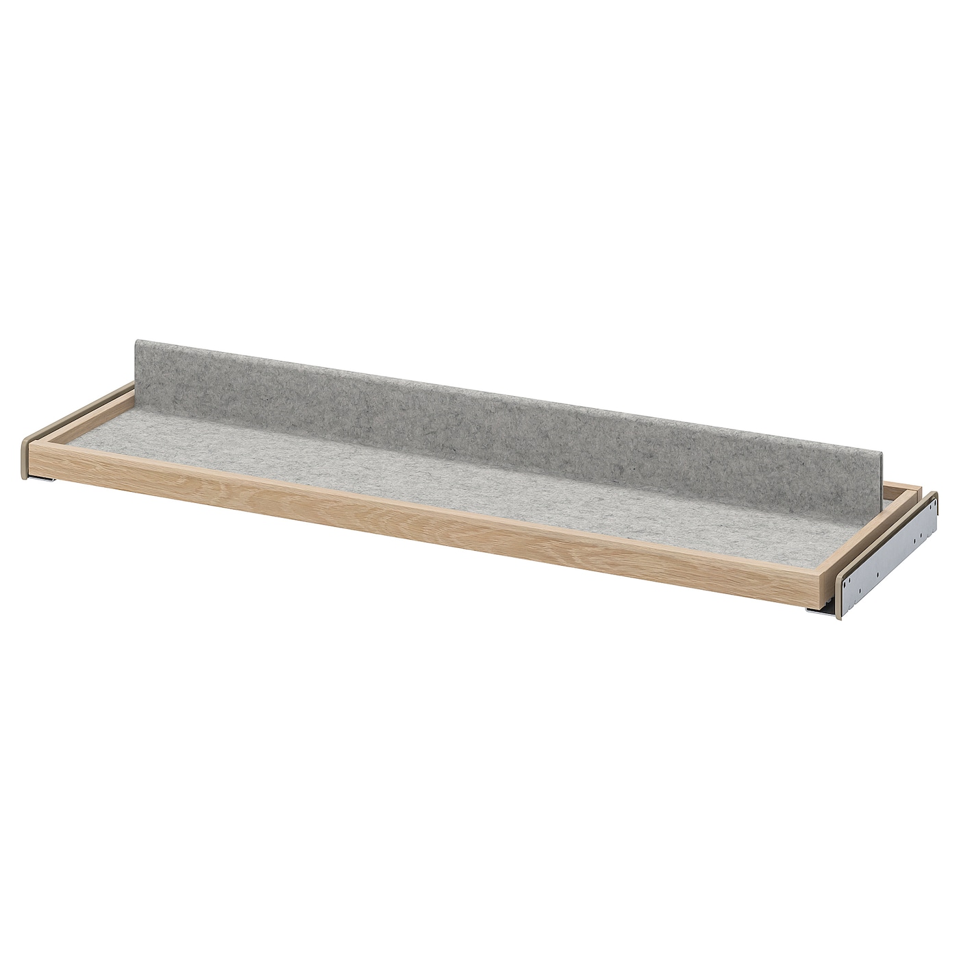 IKEA KOMPLEMENT wysuwana taca z wkładem na buty, imitacja dębu bejcowanego na biało/jasnoszary, 100x35 cm