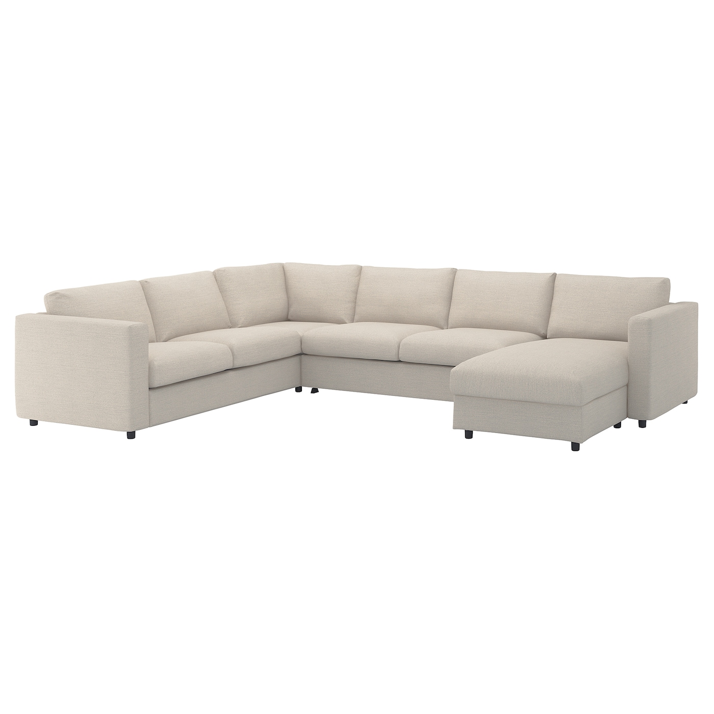 IKEA VIMLE narożna sofa rozkł. 5o z szezl, Gunnared beżowy, Wysokość łóżka: 53 cm