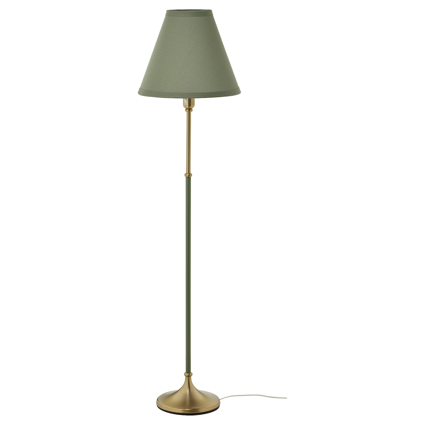 IKEA FLYGHÖJD lampa podłogowa, mosiądz/zielono-szary, Średnica podstawy: 24 cm