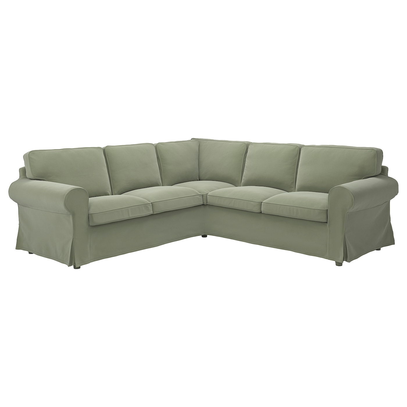 IKEA EKTORP sofa narożna 4-osobowa, Hakebo szarozielony, Podłokietnik szerokość: 24 cm