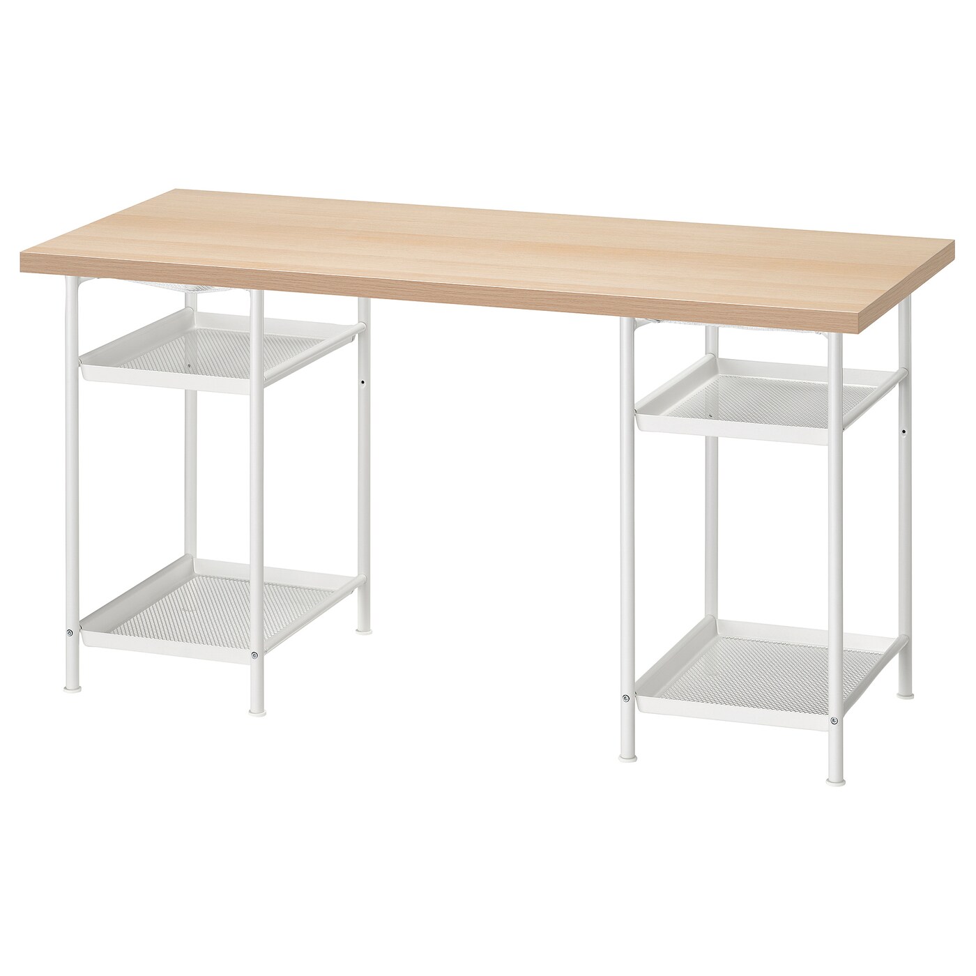 IKEA LAGKAPTEN / SPÄND biurko, imitacja dębu bejcowanego na biało/biały, 140x60 cm
