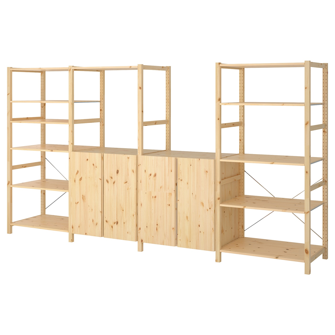 IKEA IVAR 4 sekcje/półki, sosna, 344x50x179 cm