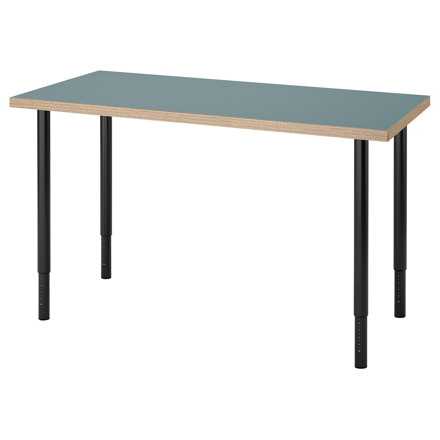 IKEA LAGKAPTEN / OLOV biurko, szaroturkusowy/czarny, 120x60 cm