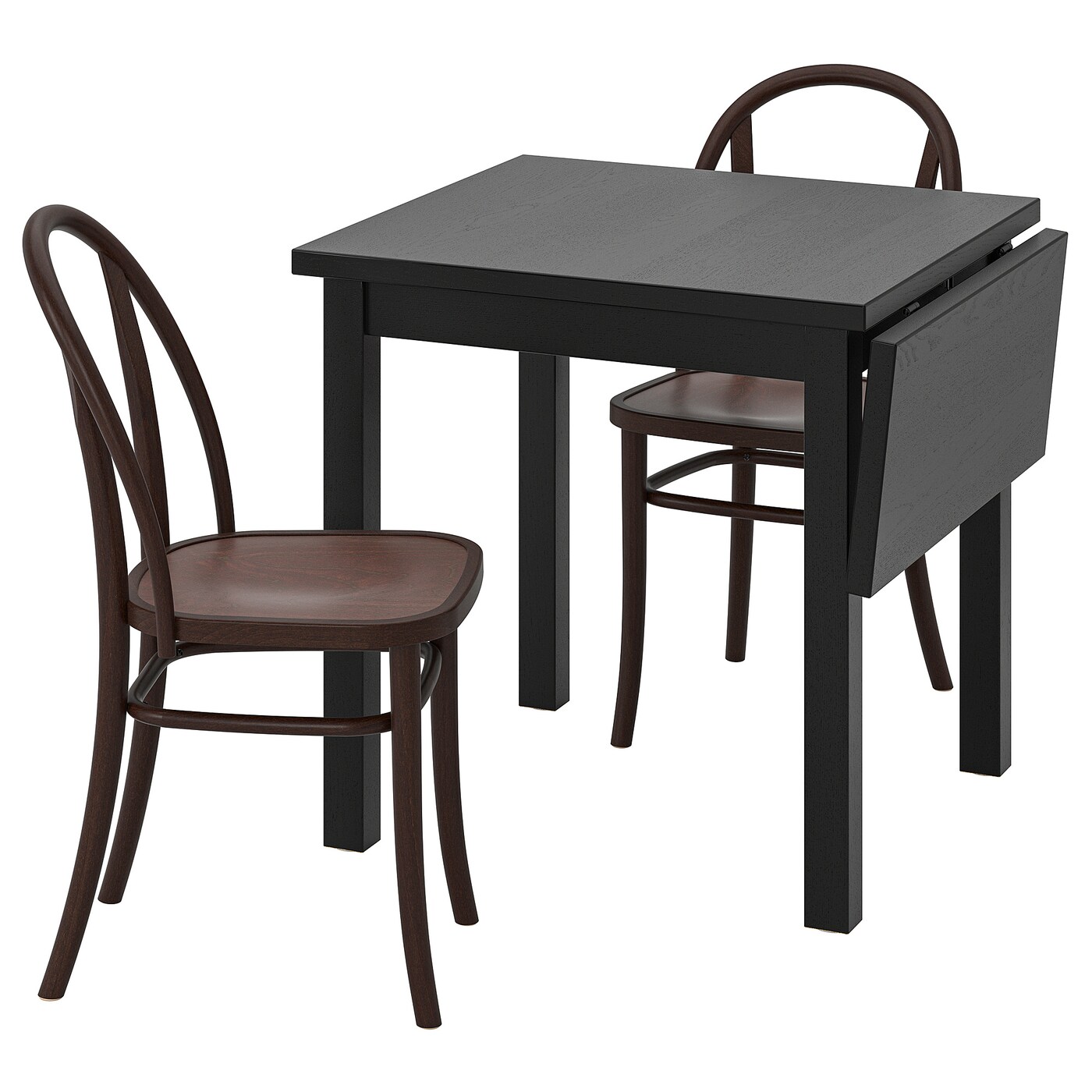 IKEA NORDVIKEN / SKOGSBO stół i 2 krzesła, czarny/ciemnobrązowy, 74/104 cm