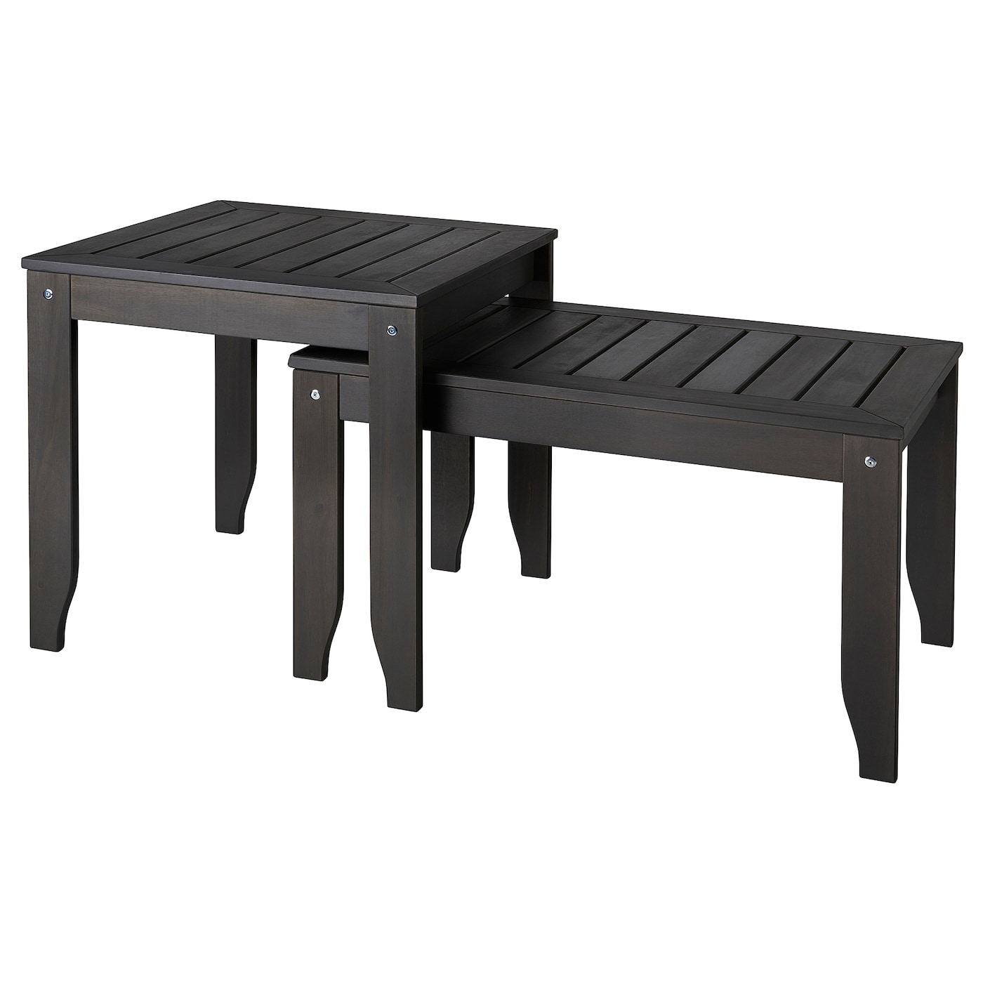 IKEA ÖRSKÄR stoliki, 2 szt, do wewnątrz/na zewnątrz ciemnoszary, Wysokość 1: 49 cm