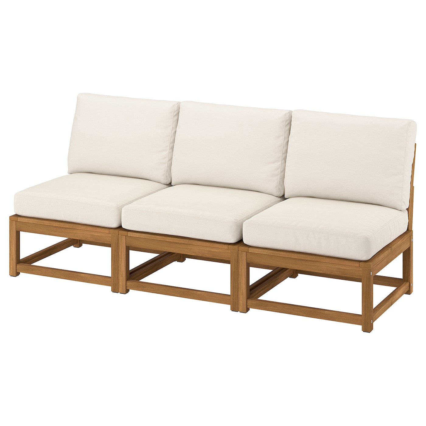 IKEA NÄMMARÖ Sofa modułowa, 3-osobowa, zewnętrzne bejca jasnobrązowa/Frösön/Duvholmen beżowy, Szerokość: 189 cm