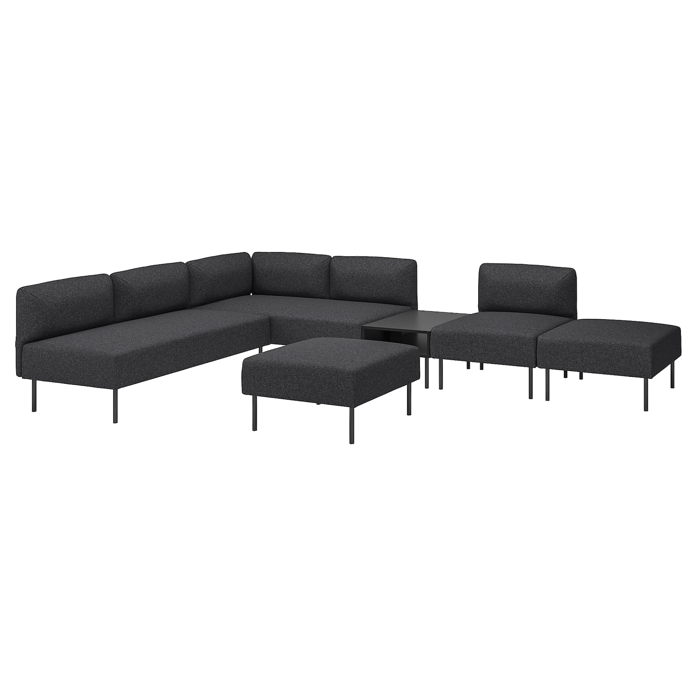 IKEA LILLEHEM 6-os sofa moduł ze stolikiem pomoc, Gunnared/ciemnoszary metal, Szerokość: 342 cm