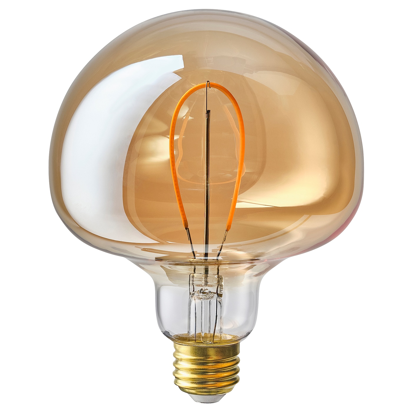 IKEA MOLNART Żarówka LED E27 150 lumenów, grzyb brązowe szkło przezroczyste, 120 mm