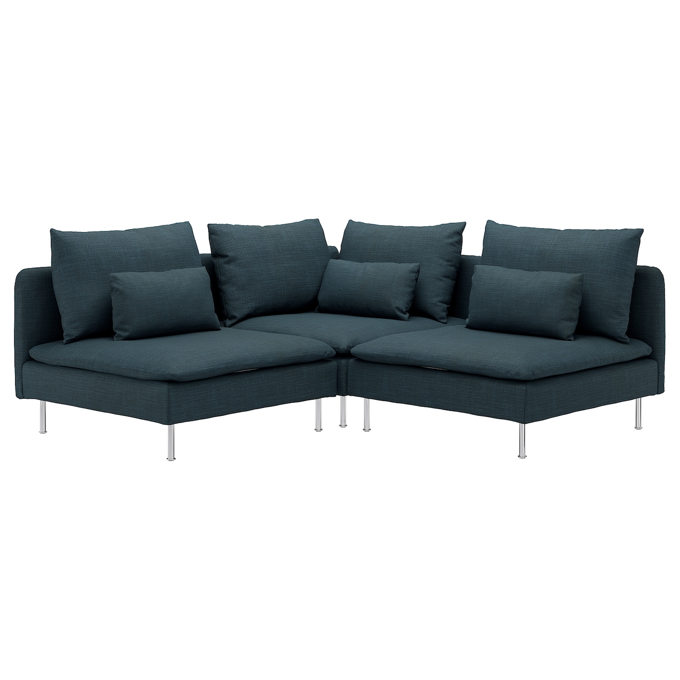 IKEA SÖDERHAMN sofa narożna 3-osobowa, Hillared granatowy, Wysokość z poduchami oparcia: 83 cm