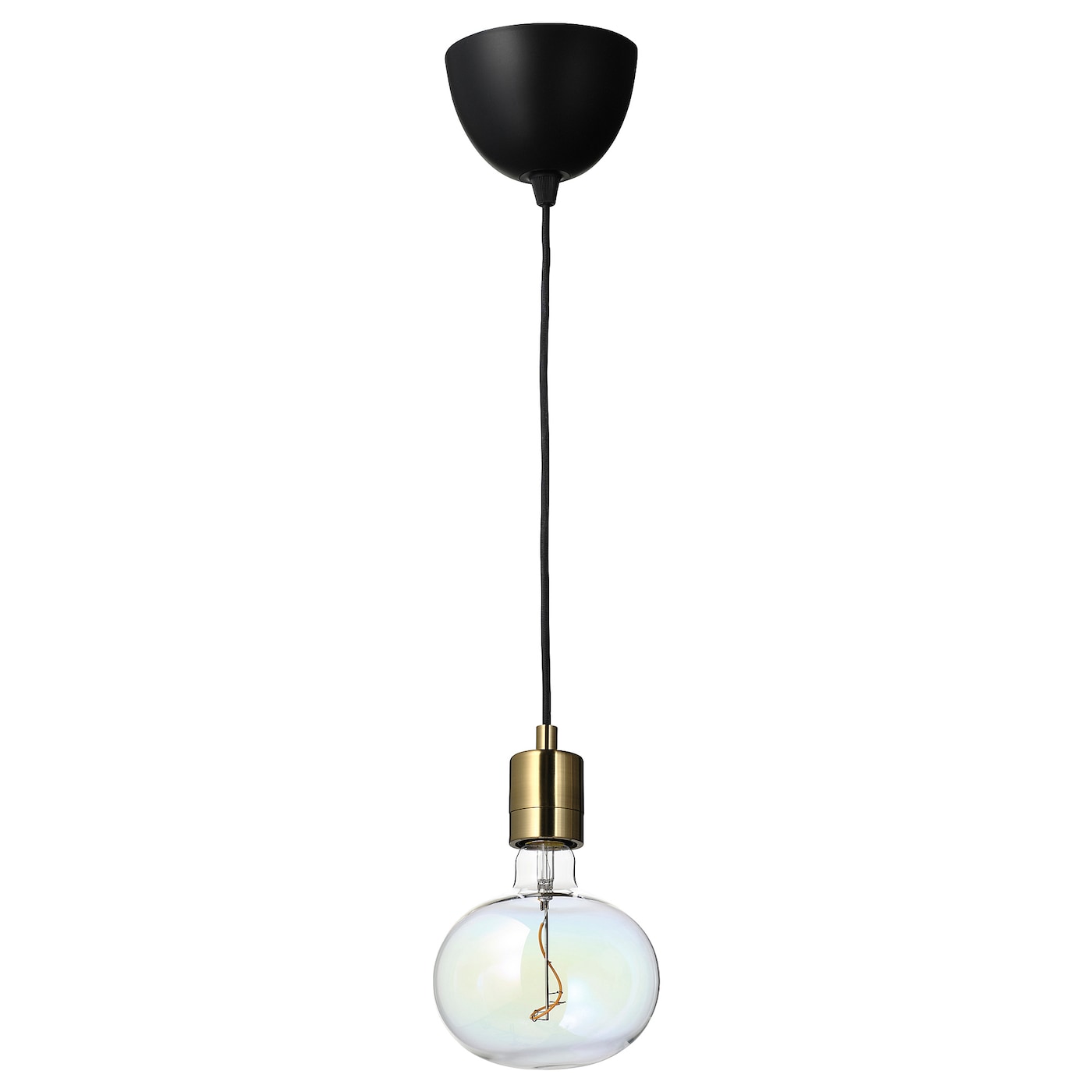 IKEA SKAFTET / MOLNART lampa wisząca z żarówką, mosiądzowane/w kształcie elipsy wielobarwny