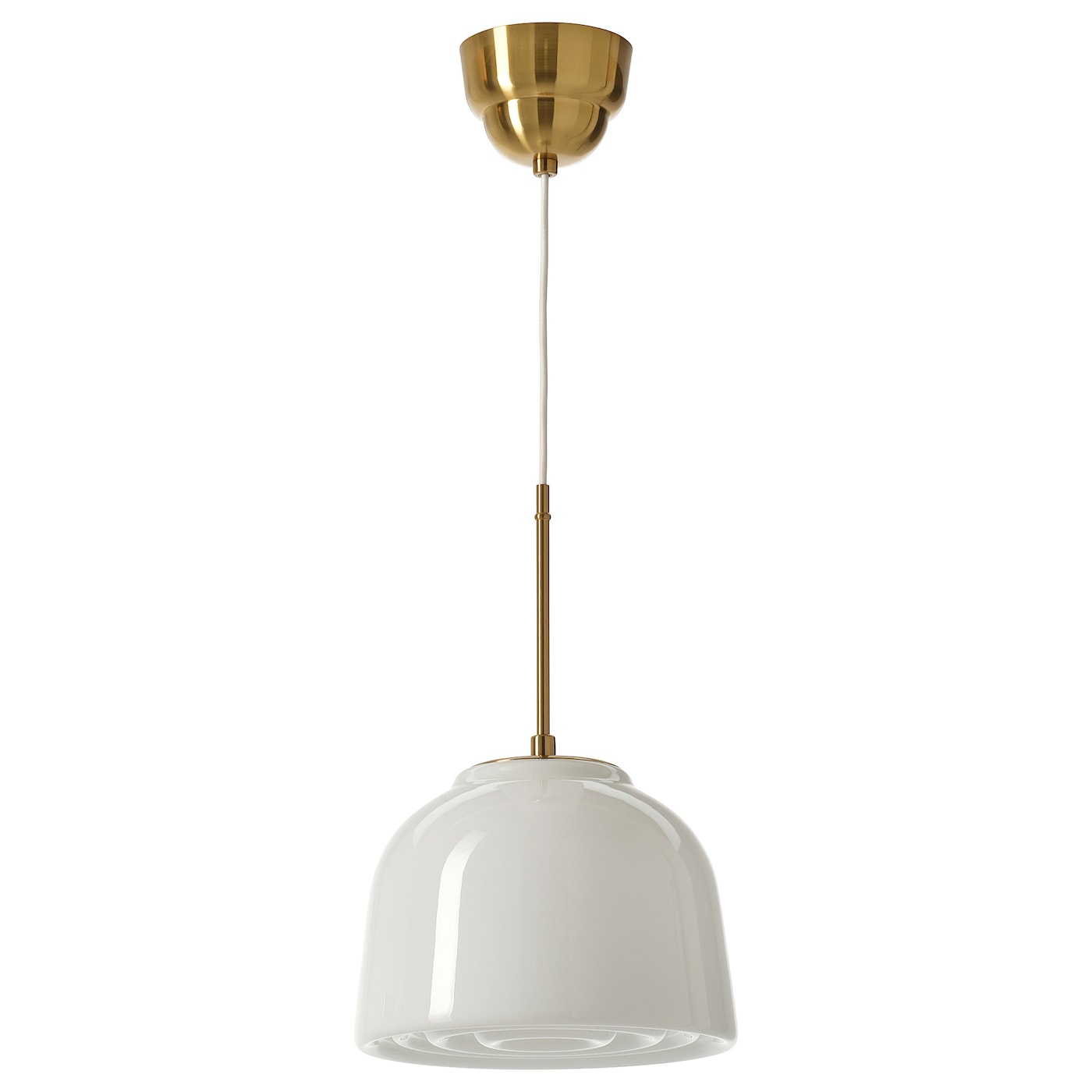 IKEA MUDDERVERK lampa wisząca, mosiądz/opalowa biel szkło, Maks.: 16 Wat