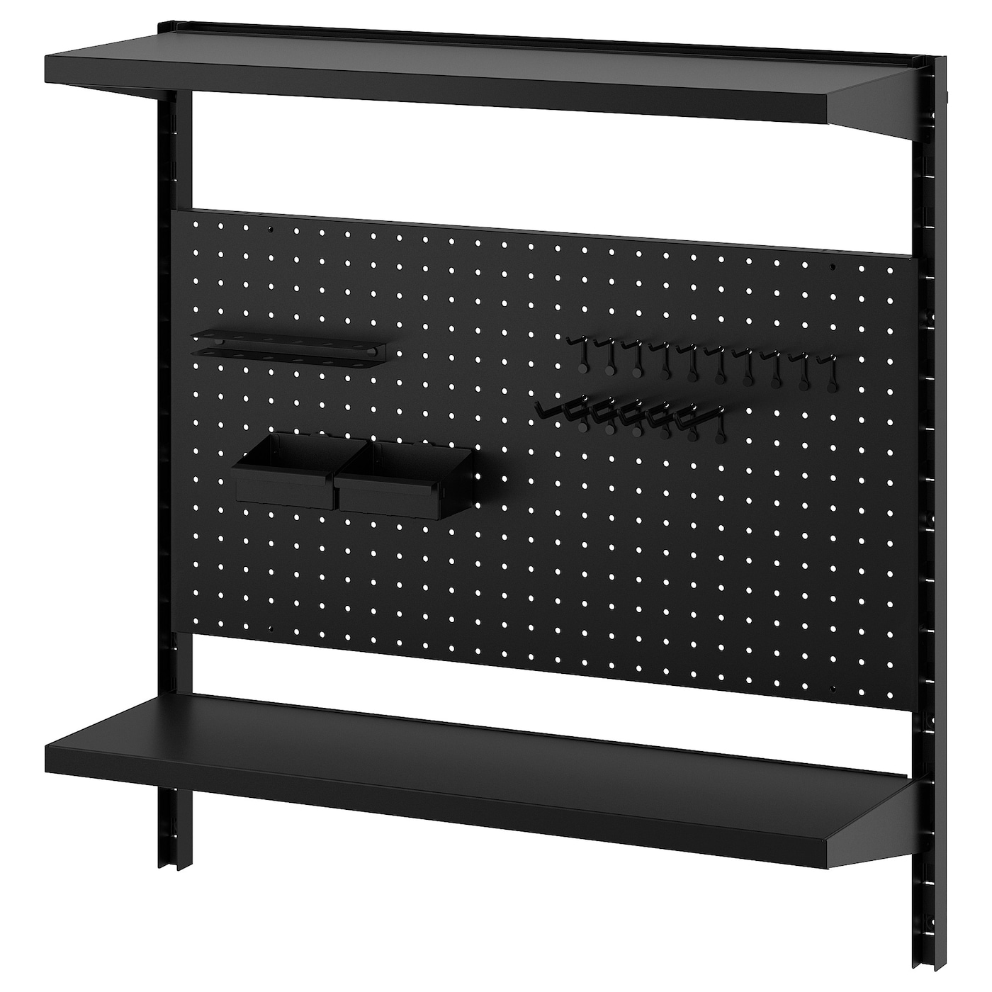 IKEA BROR półka ścienna kombinacja, z tablicą perforowaną/2 półkami/czarny, 88x30x90 cm