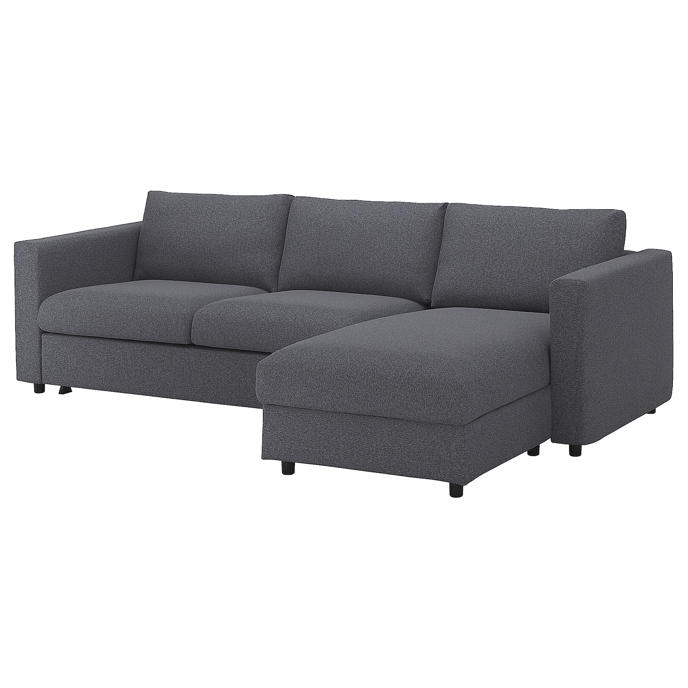 IKEA VIMLE 3-os sofa rozkładana z szezlongiem, Gunnared średnioszary, Wysokość łóżka: 53 cm