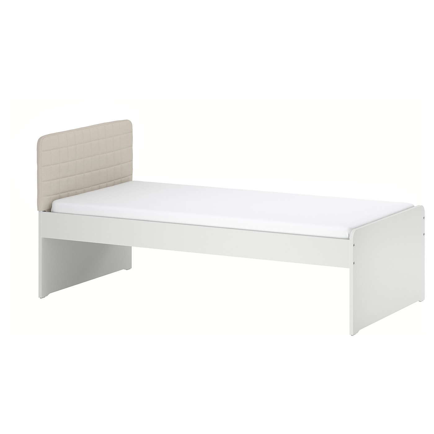 IKEA SLÄKT rama łóżka, z zagłówkiem/Vissle beżowy, 90x200 cm