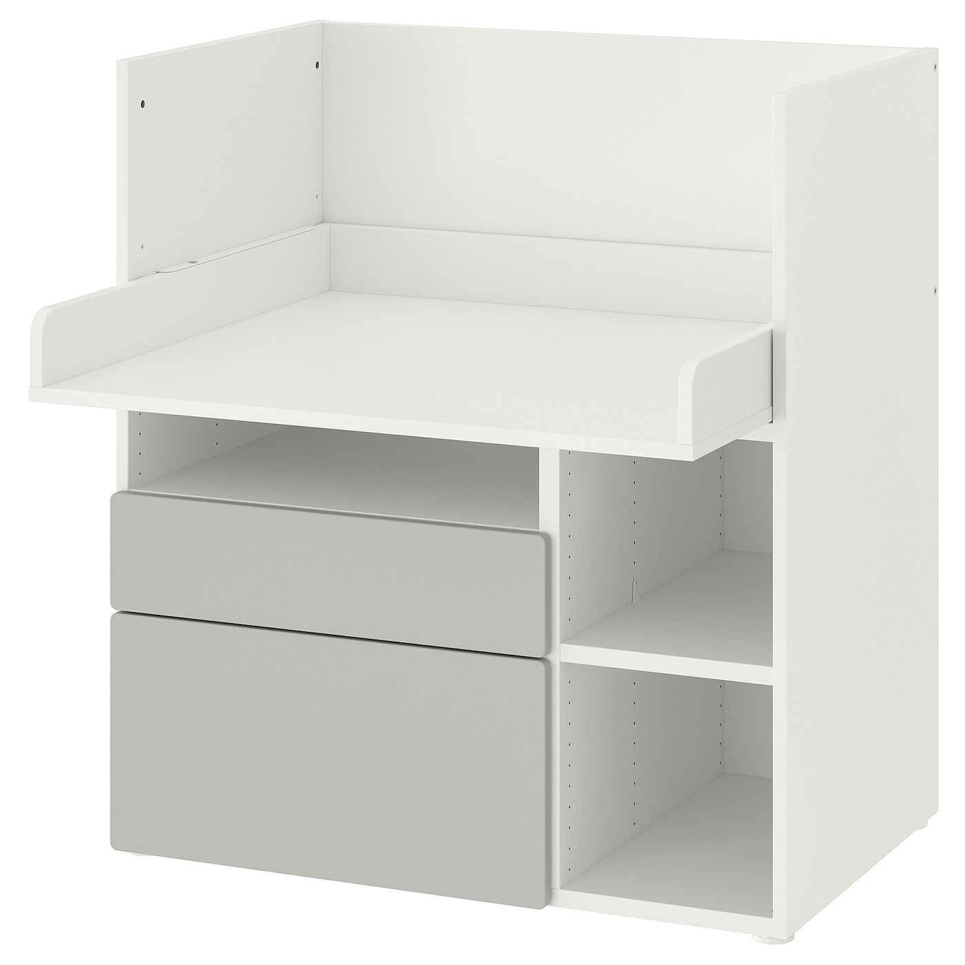 IKEA SMÅSTAD biurko, biały szary/z 2 szufladami, 90x79x100 cm