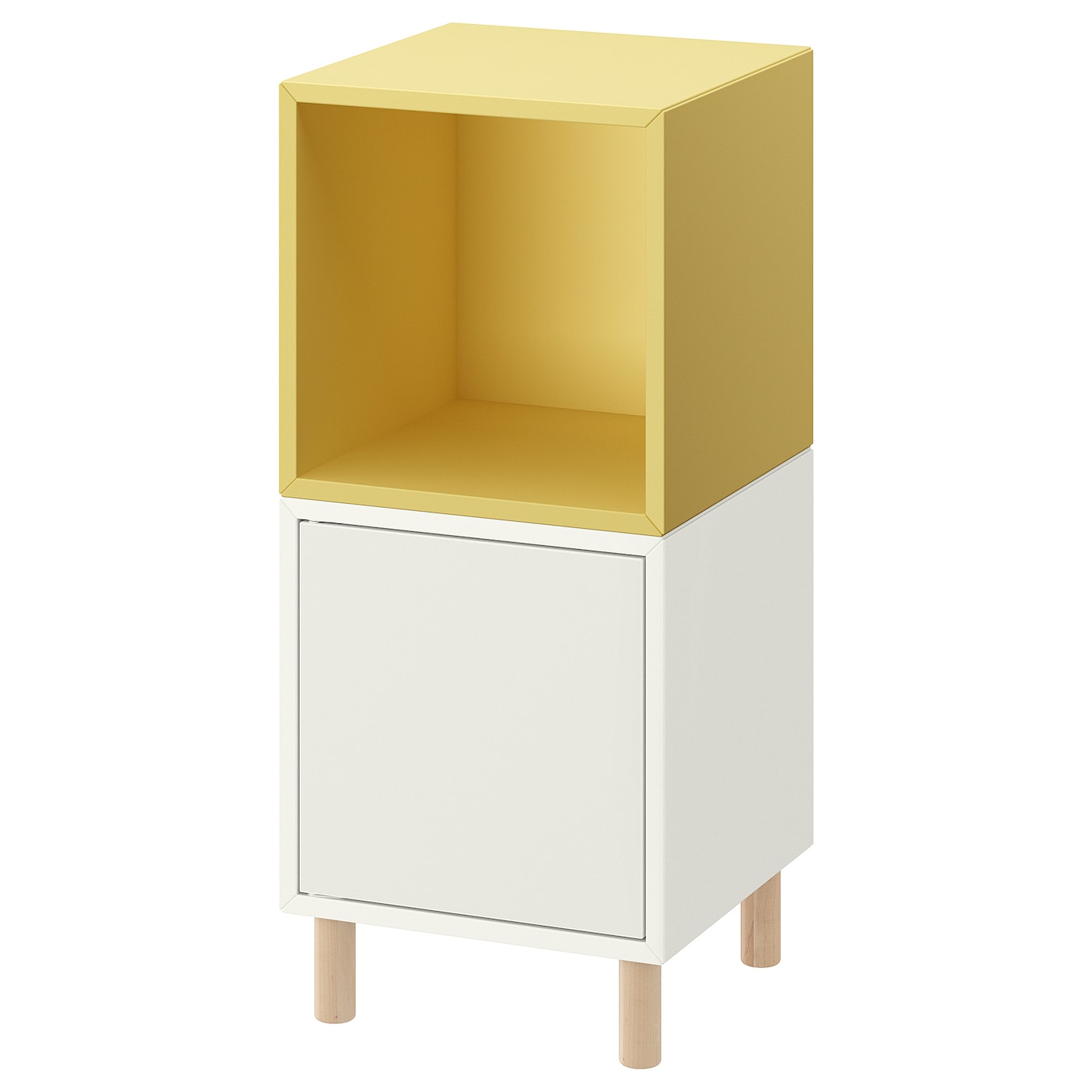 IKEA EKET kombinacja szafek z nóżkami, biały bladożółty/drewno, 35x35x80 cm