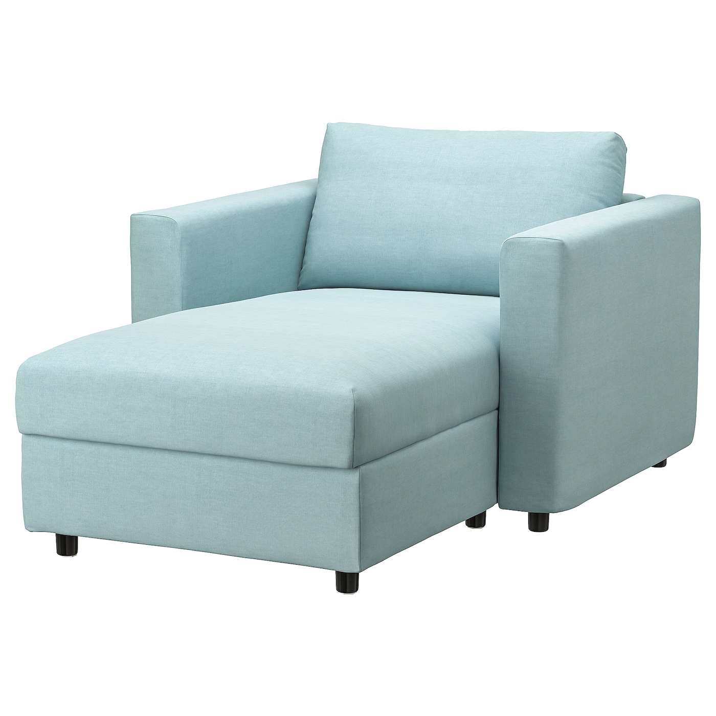 IKEA VIMLE szezlong, Saxemara jasnoniebieski, Wysokość z poduchami oparcia: 83 cm