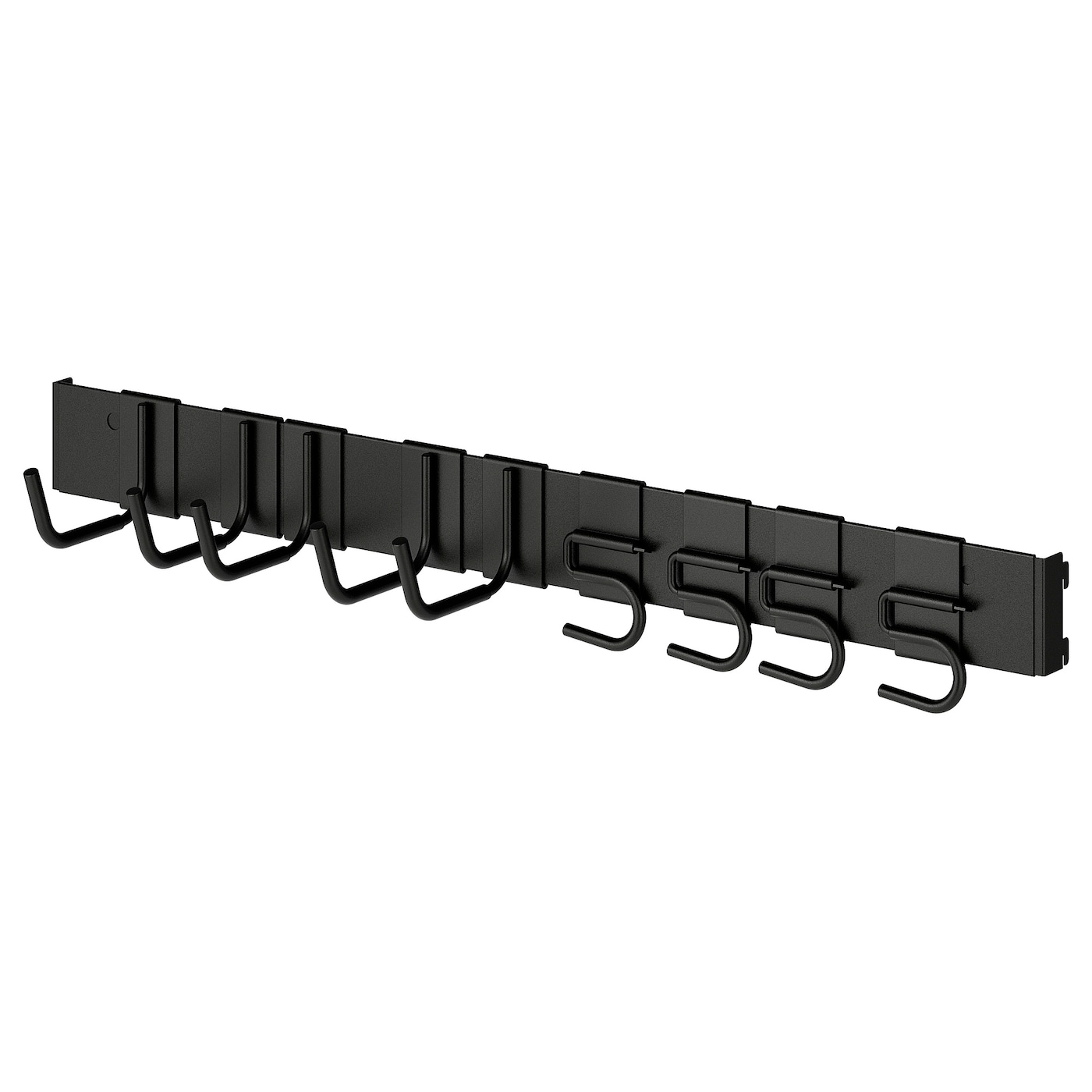 IKEA BROR drążek z haczykami, czarny, Wysokość: 12 cm