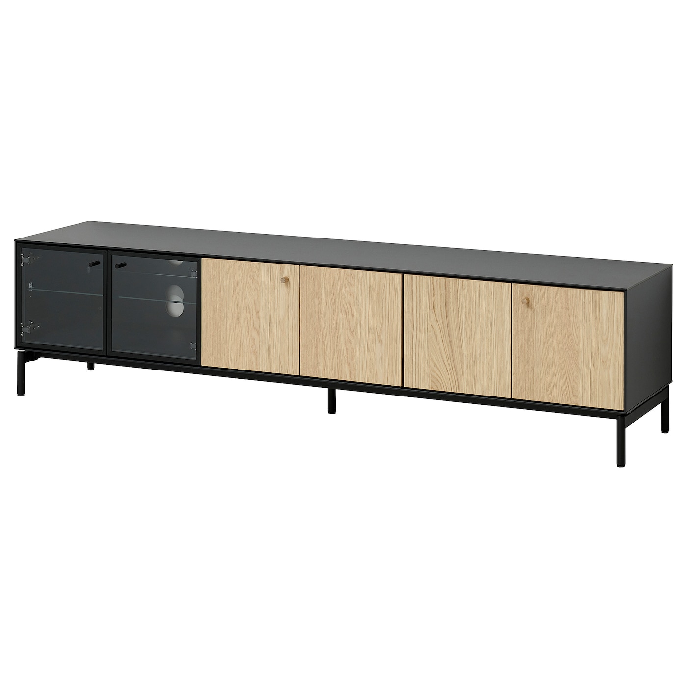 IKEA BOASTAD szafka pod TV, czarny/okl dęb, 181x42x45 cm