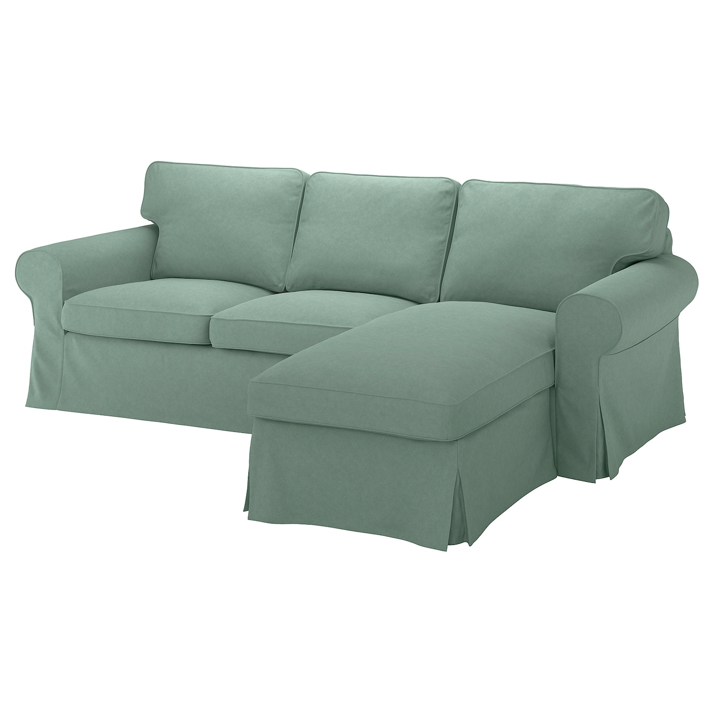 IKEA EKTORP sofa 3-osobowa, z szezlongiem/Tallmyra jasnozielony, Szerokość: 252 cm