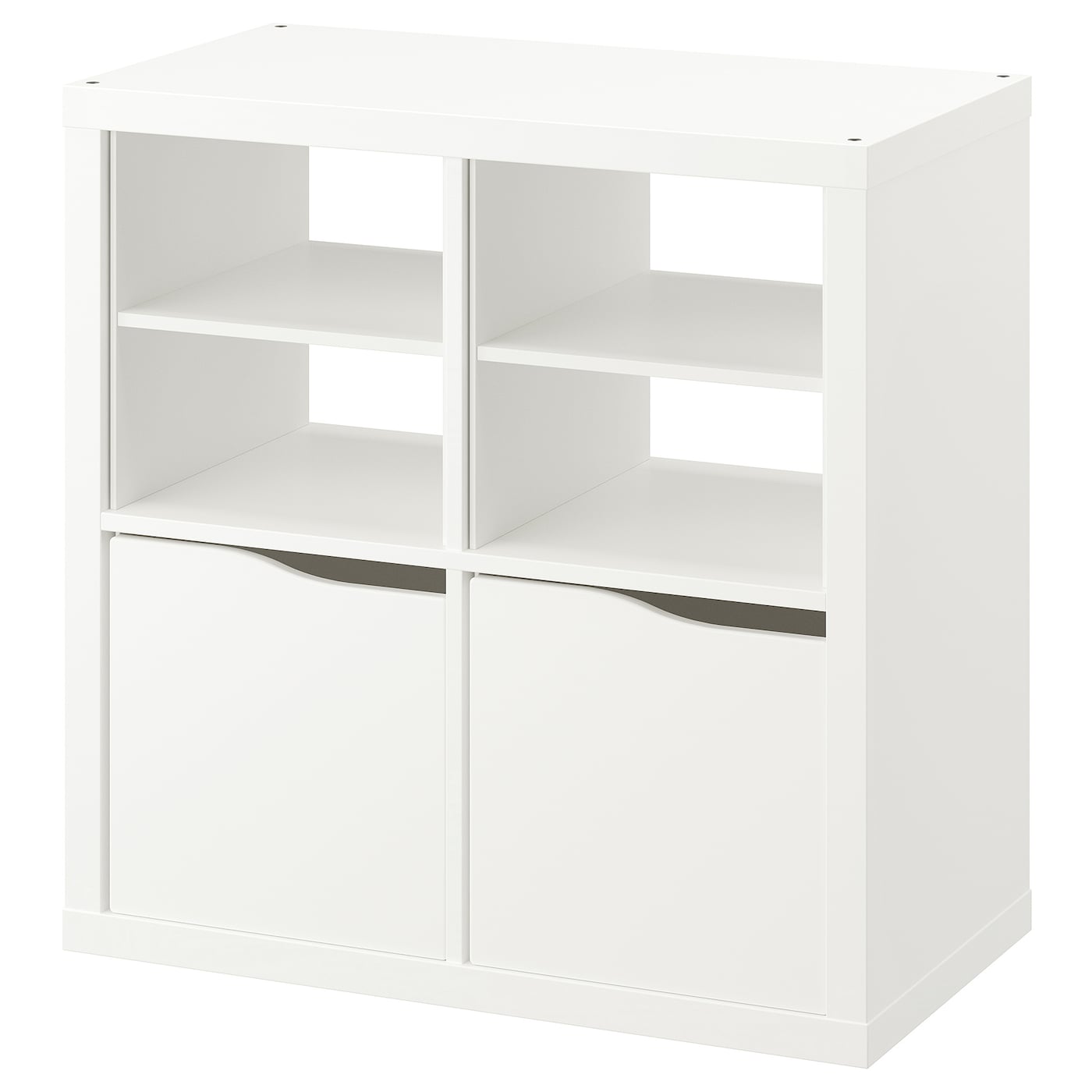 IKEA KALLAX regał, z 2 drzwi z 2 wkładami z półką/fala biały, 77x77 cm