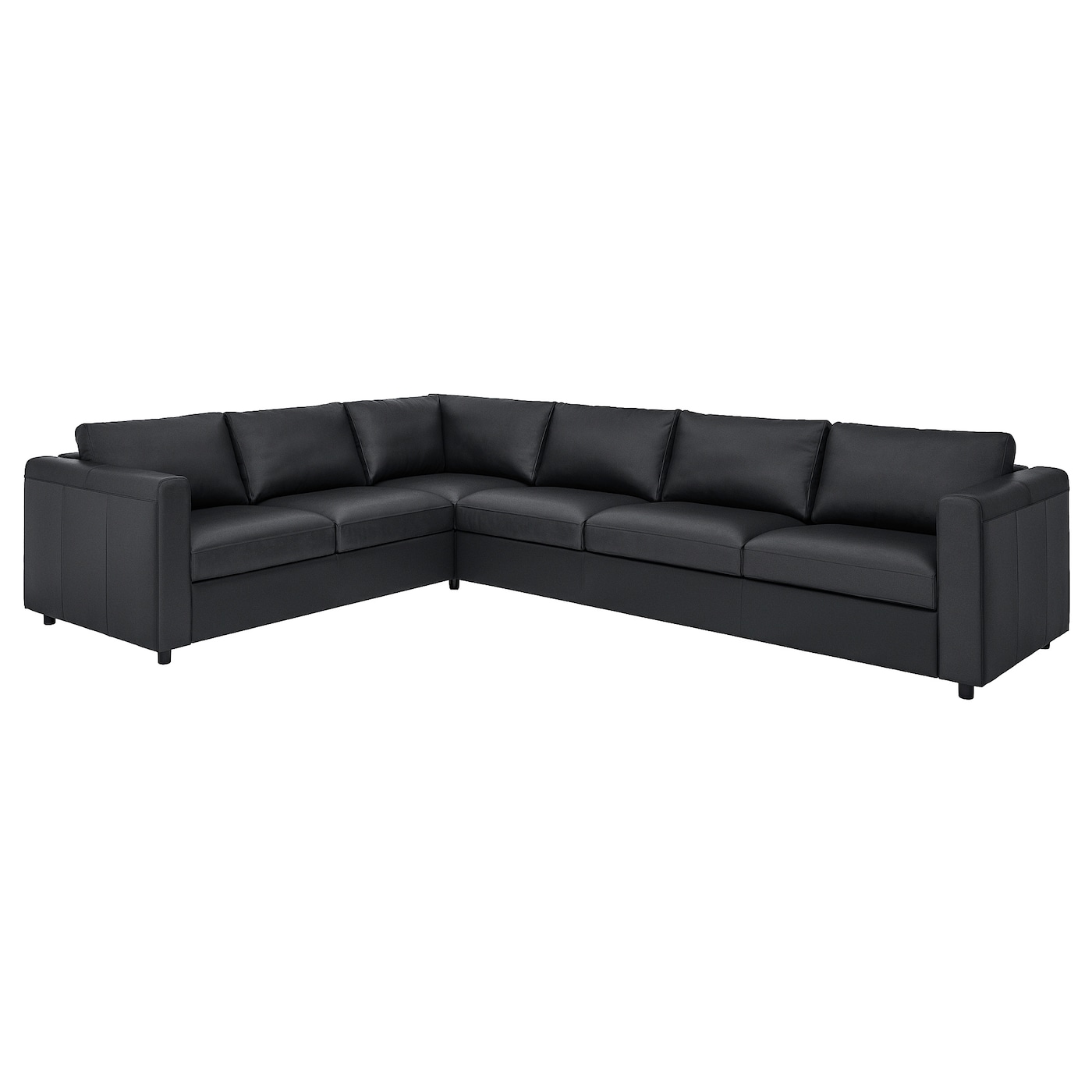 IKEA VIMLE sofa narożna 5-osobowa, Grann/Bomstad czarny, Wysokość z poduchami oparcia: 80 cm