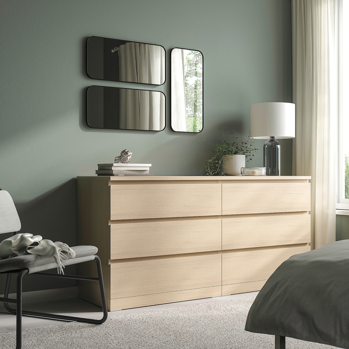 IKEA LINDBYN lustro, czarny, 28x60 cm