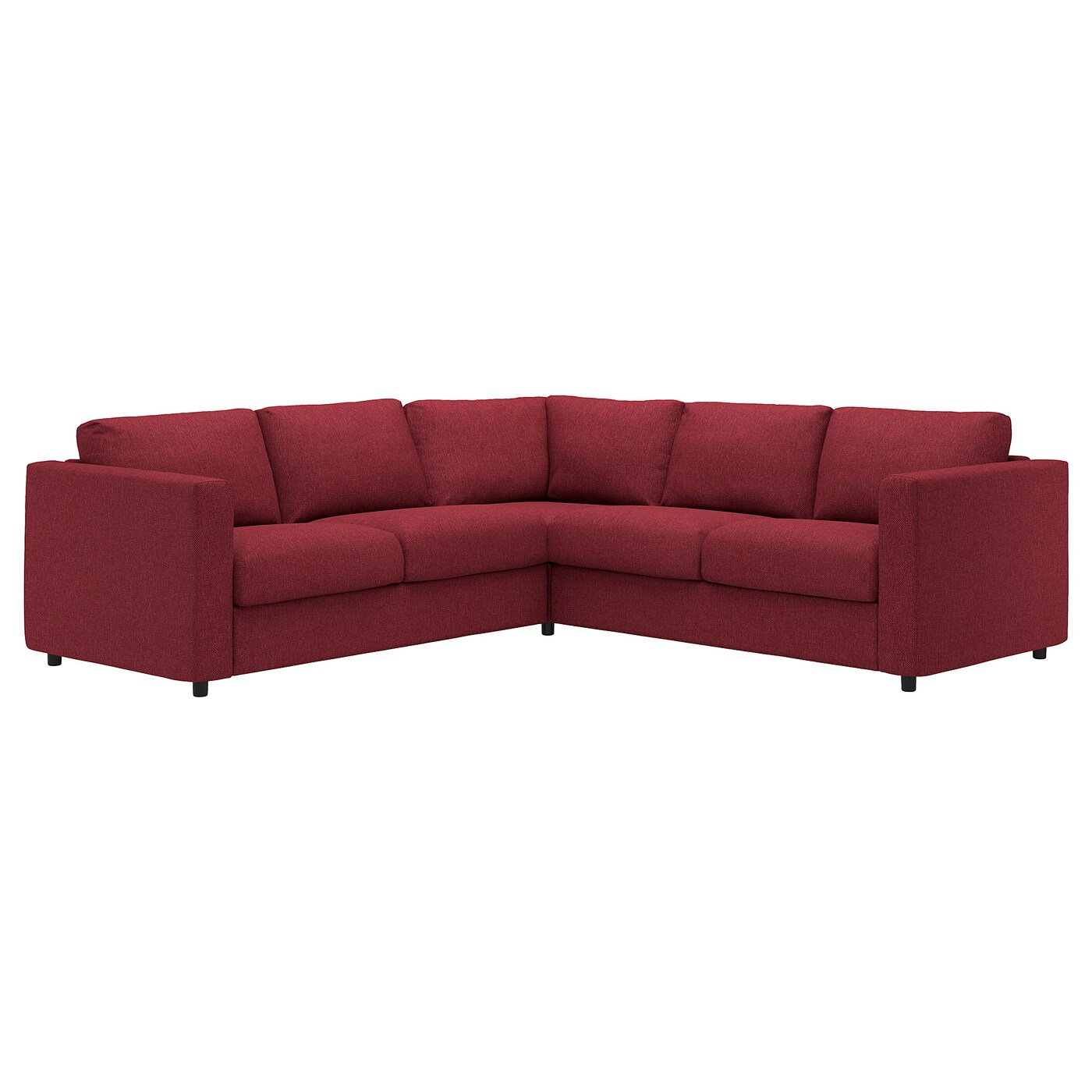 IKEA VIMLE sofa narożna 4-osobowa, Lejde czerwony/brązowy, Wysokość z poduchami oparcia: 83 cm