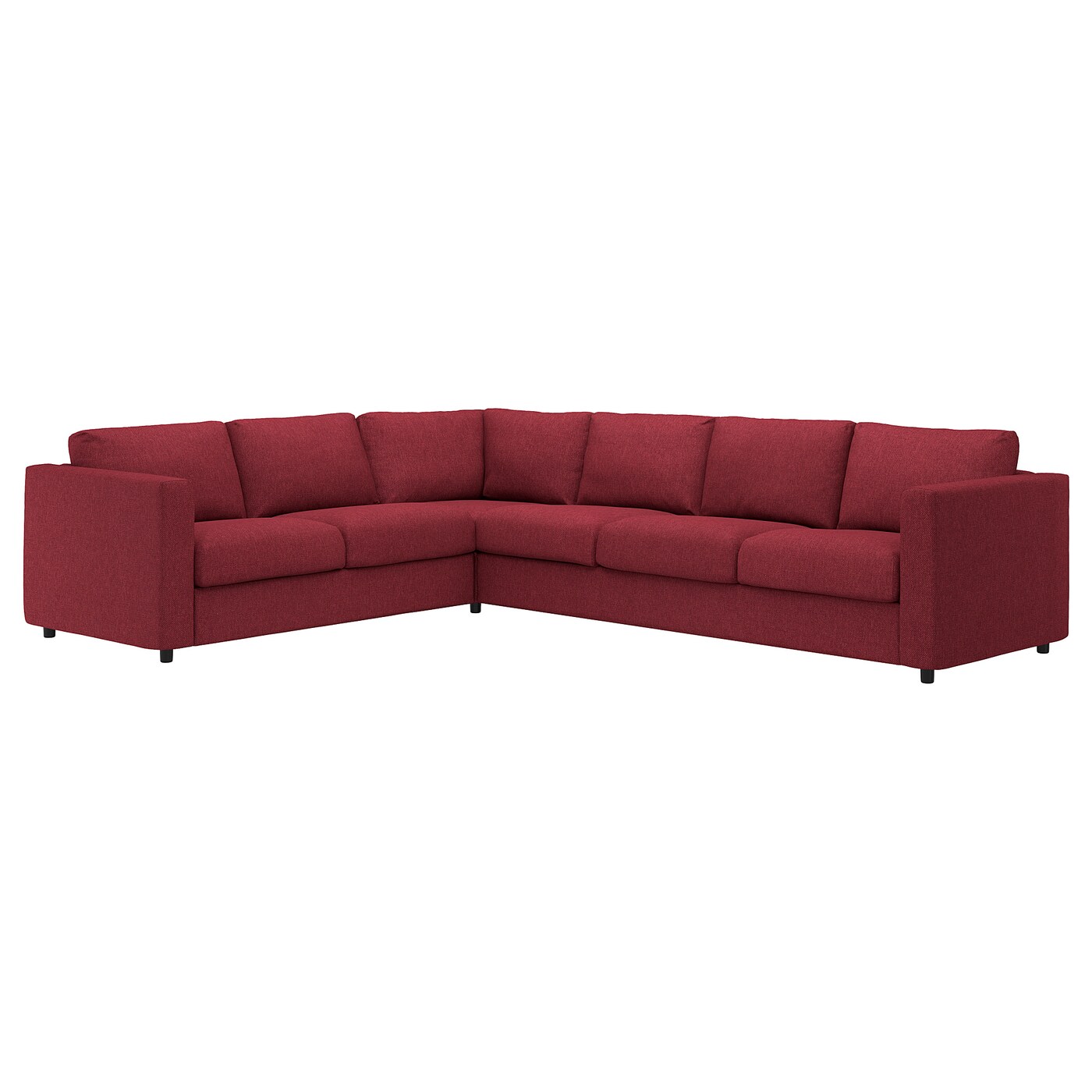 IKEA VIMLE sofa narożna 5-osobowa, Lejde czerwony/brązowy, Wysokość z poduchami oparcia: 83 cm