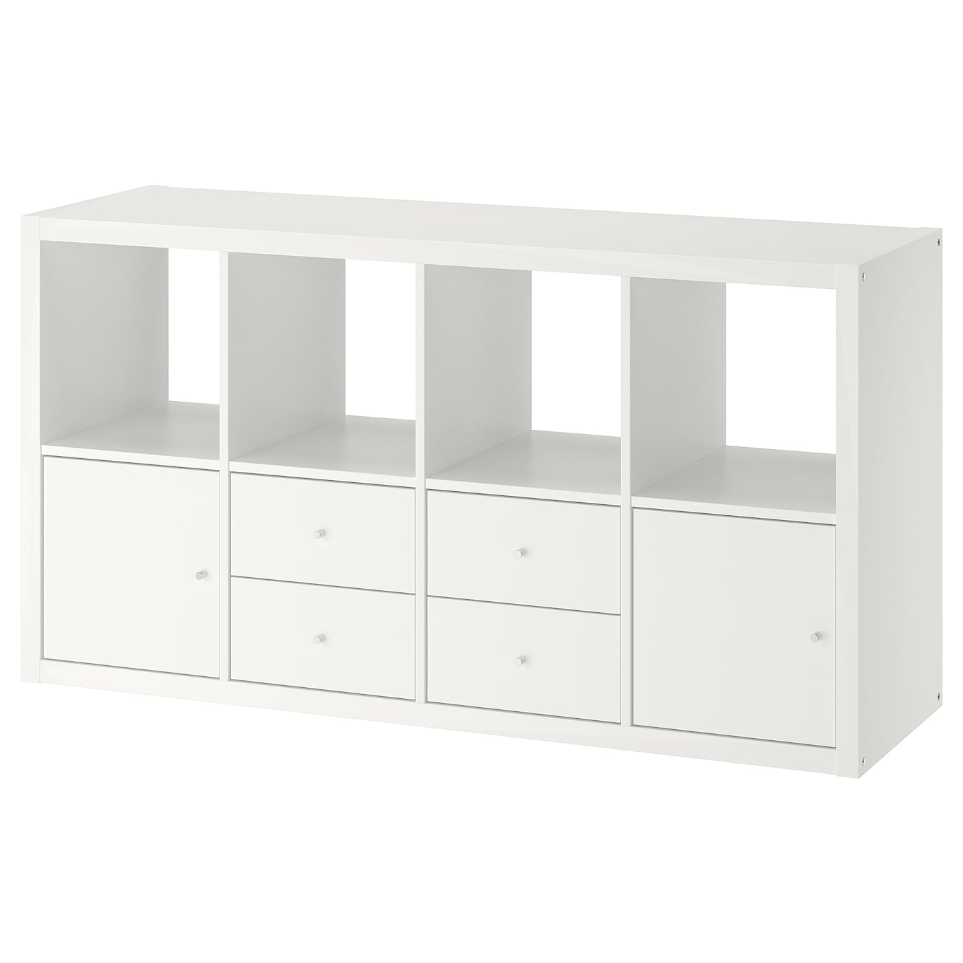 IKEA KALLAX regał z 4 wkładami, biały, 147x77 cm