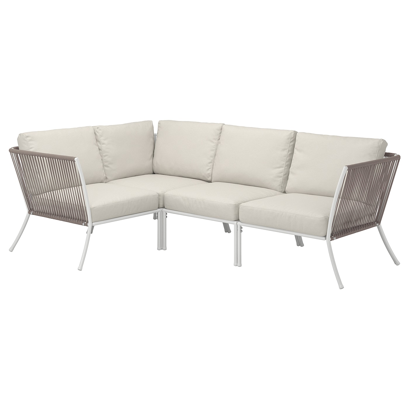 IKEA SEGERÖN sofa narożna 3-osobowa, zewnętrzne biały/beżowy/Frösön/Duvholmen beżowy, Szerokość: 214 cm