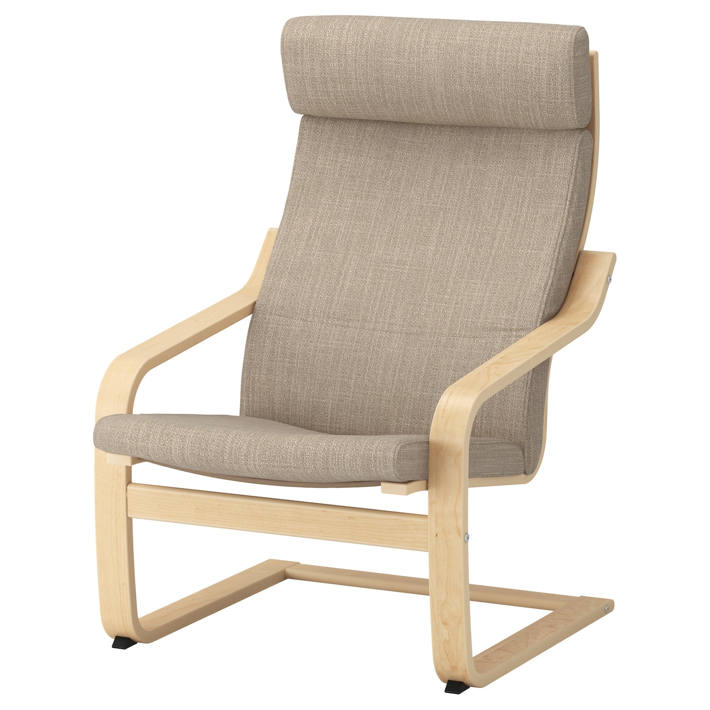 IKEA POÄNG fotel, okl brzoz/Hillared beżowy, Szerokość: 68 cm