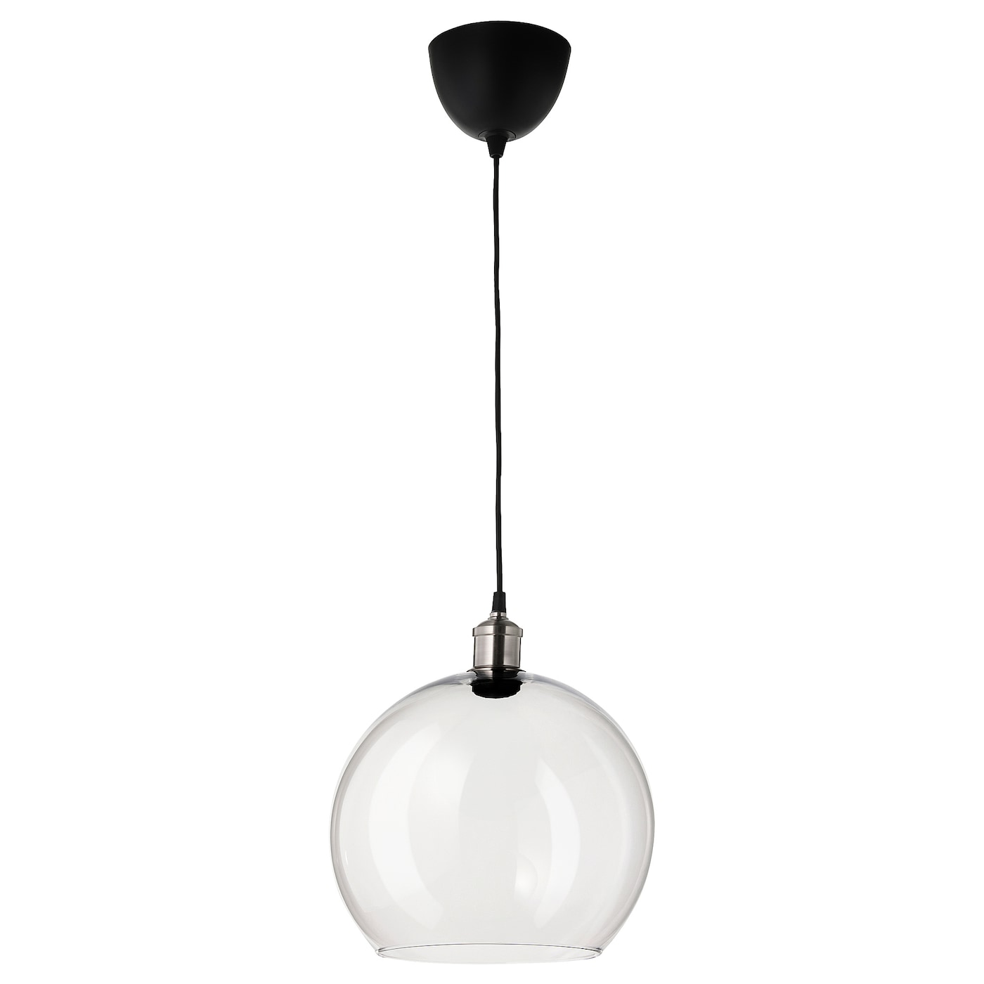 IKEA JAKOBSBYN / JÄLLBY lampa wisząca, szkło bezbarwne/niklowano, Wysokość: 25 cm