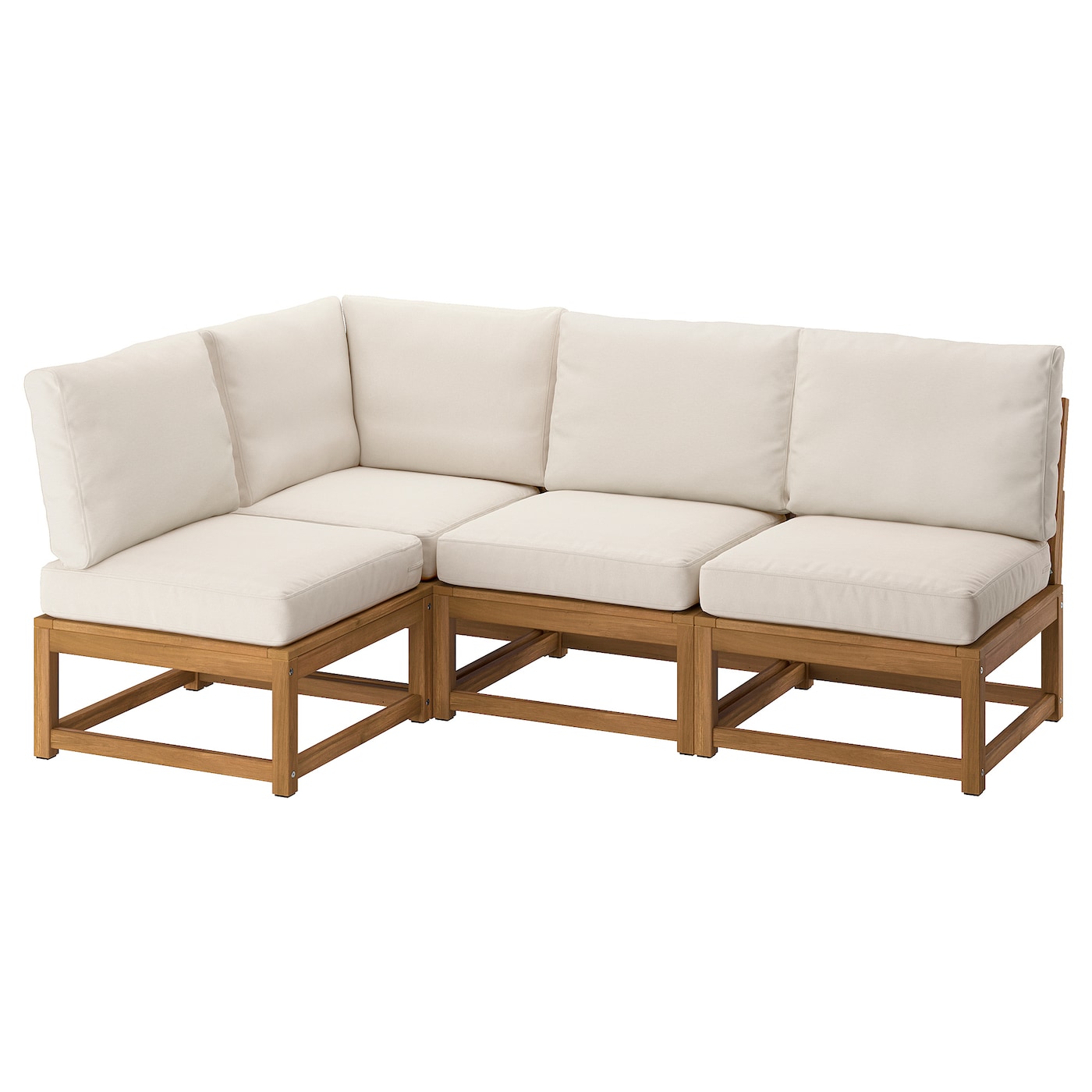 IKEA NÄMMARÖ 3-osobowy narożnik modułowy, zewnętrzne bejca jasnobrązowa/Frösön/Duvholmen beżowy, Szerokość: 200 cm