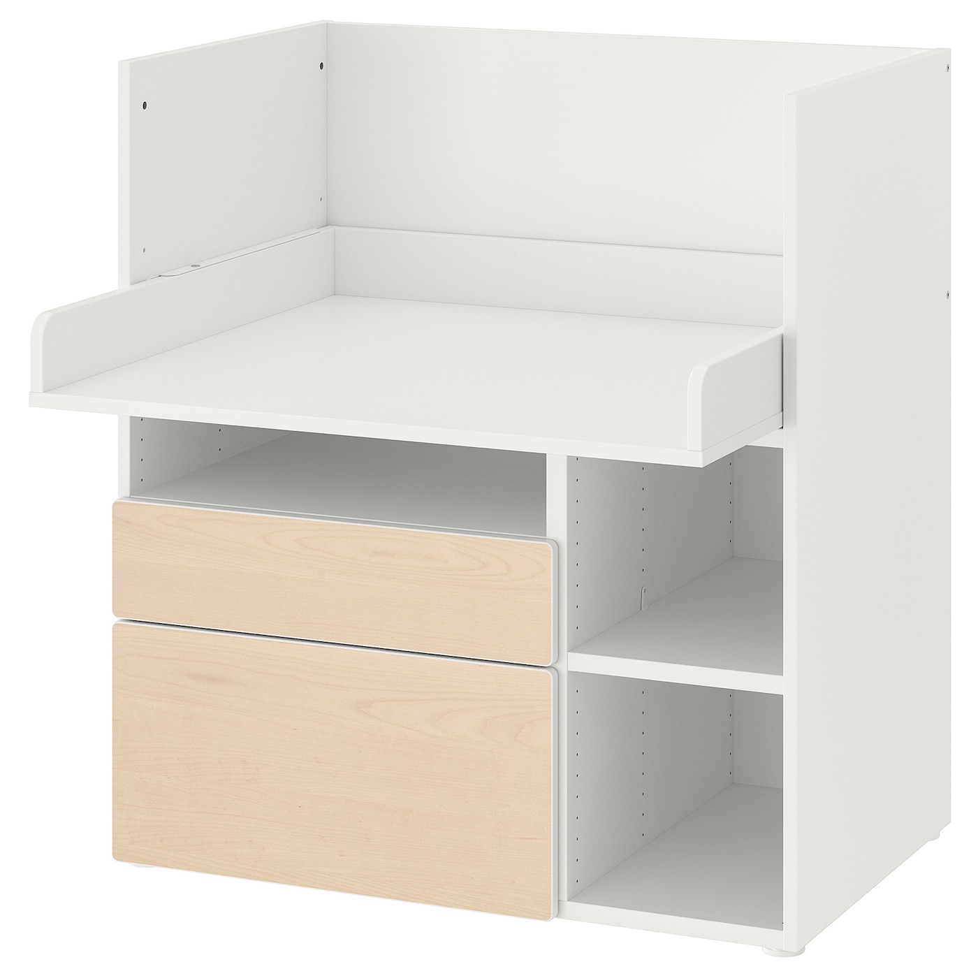 IKEA SMÅSTAD biurko, biały brzoza/z 2 szufladami, 90x79x100 cm