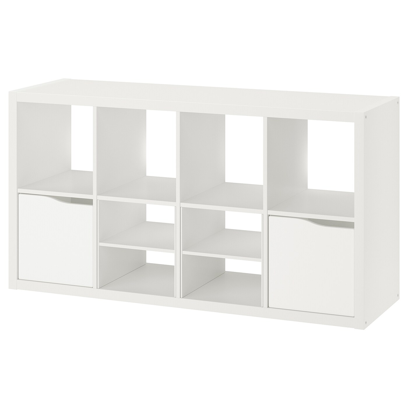 IKEA KALLAX regał, z 2 drzwi z 2 wkładami z półką/fala biały, 147x77 cm