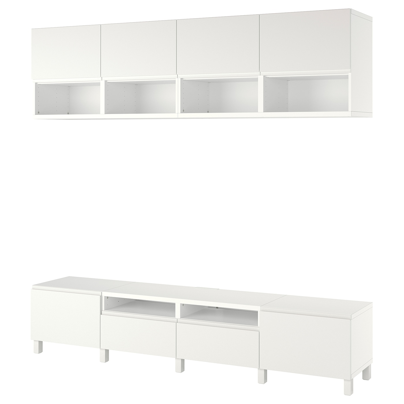 IKEA BESTÅ szafka pod TV, biały/Västerviken/Stubbarp biały, 240x42x230 cm