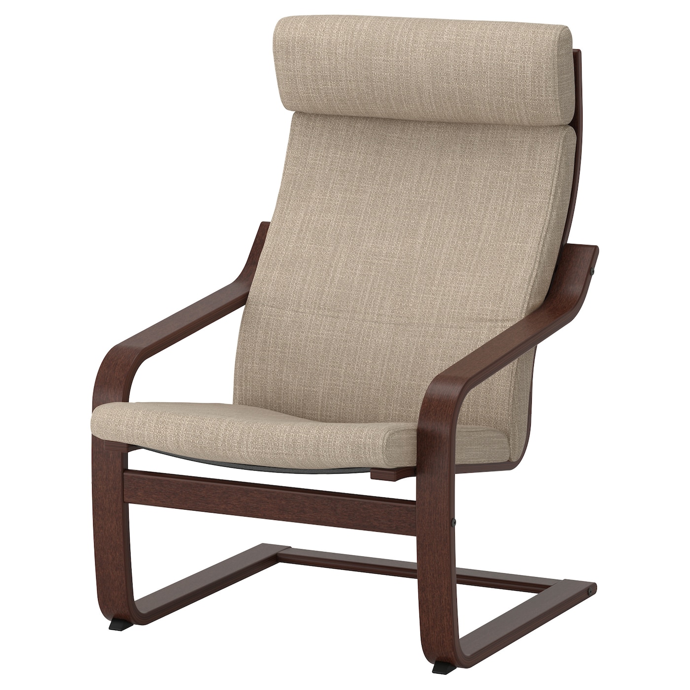 IKEA POÄNG fotel, brązowy/Hillared beżowy, Szerokość: 68 cm