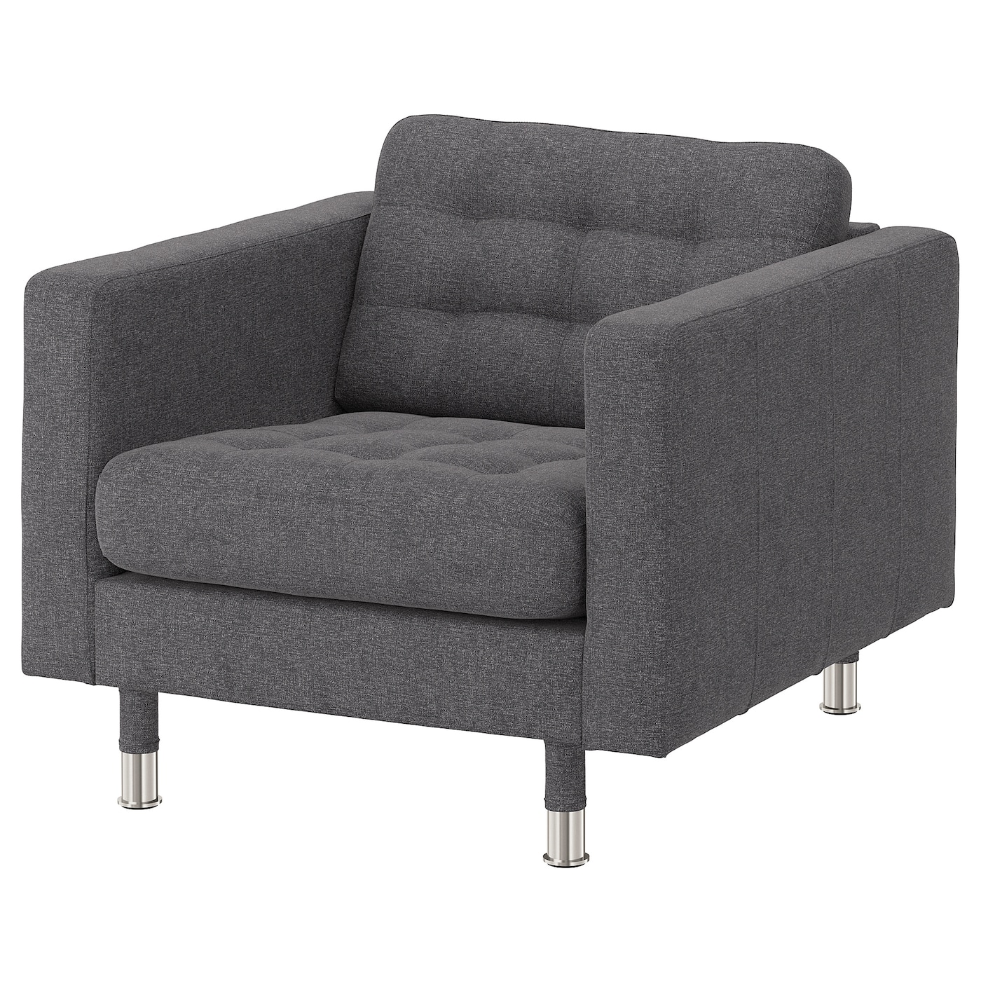 IKEA LANDSKRONA fotel, Gunnared ciemnoszar/metal, Szerokość: 89 cm