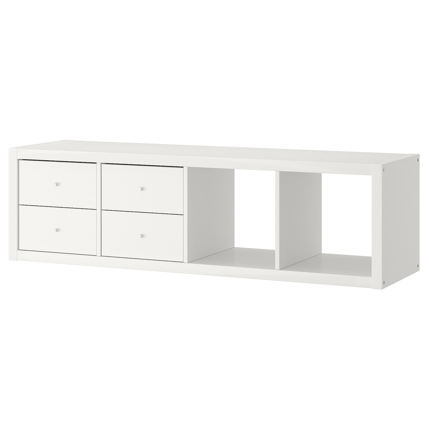 IKEA KALLAX regał/2 wkłady, z 4 szufladami/biały, 147x42 cm