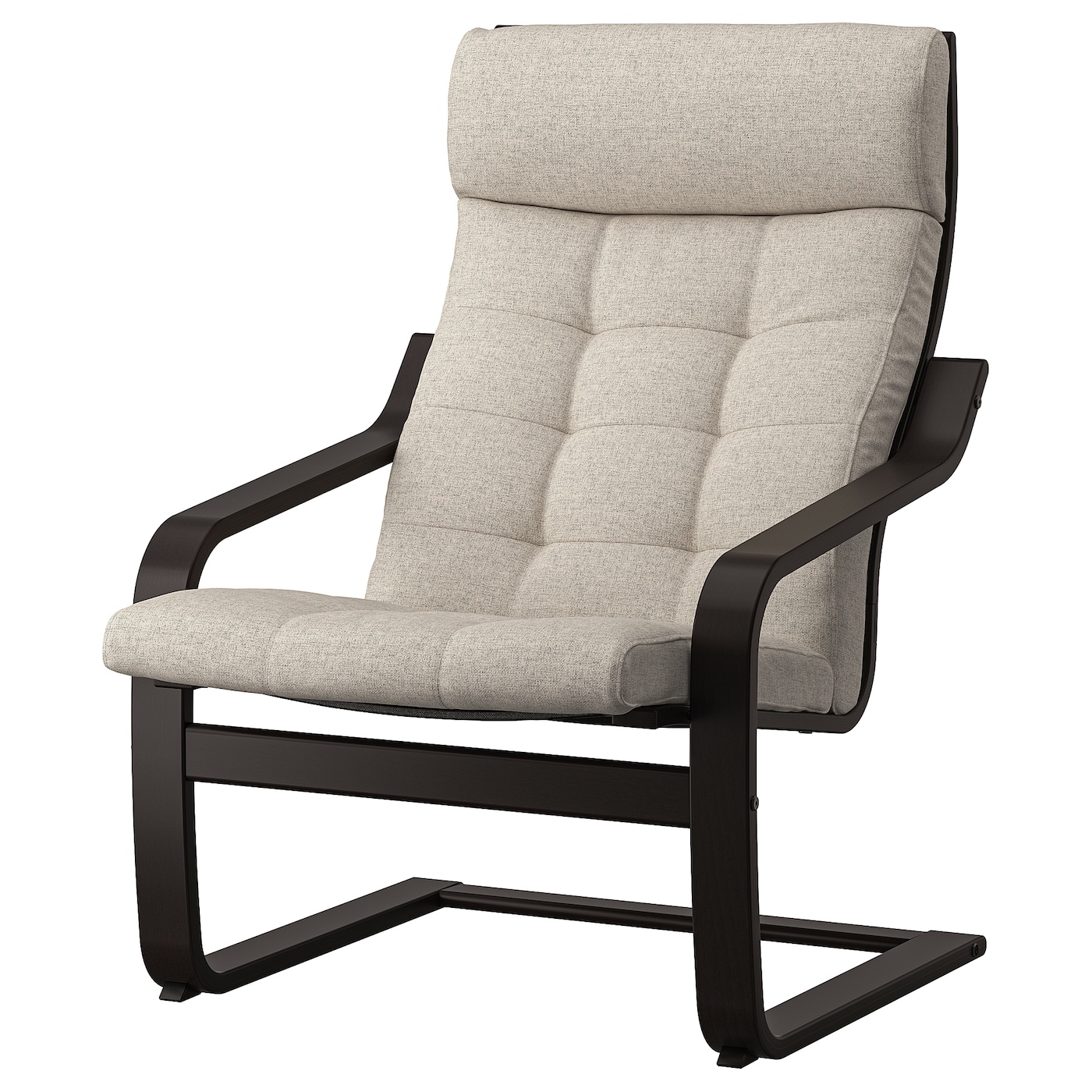 IKEA POÄNG fotel, czarnybrąz/Gunnared beżowy, Szerokość: 68 cm